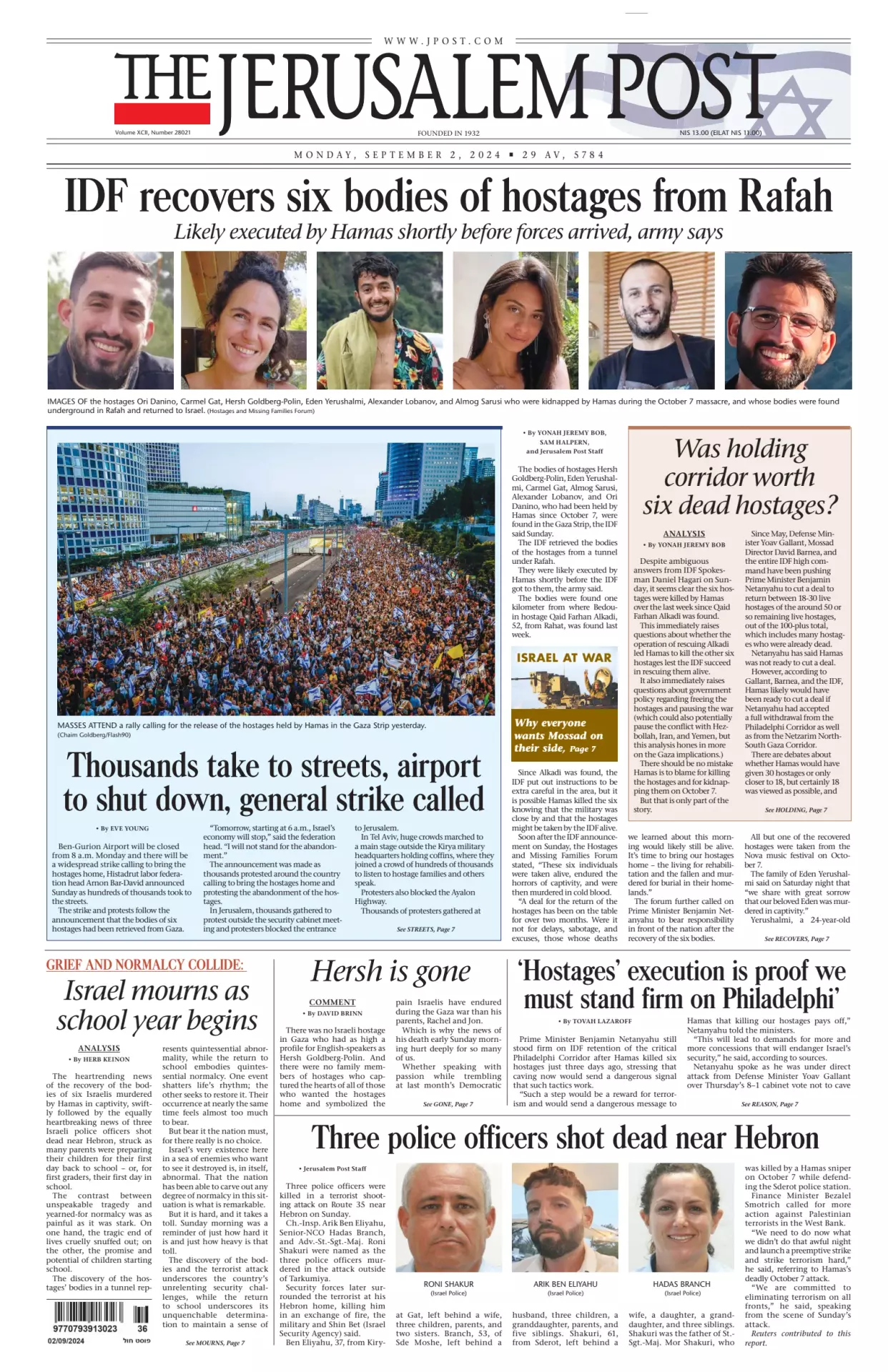 Prima-pagina-the jerusalem post-edizione-di-oggi-02-09-2024